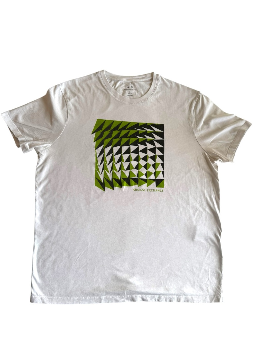 ARMANI EXCHANGE White Graphic Logo T-Shirt Men's Size L Geometric Print - Picture 1 of 7